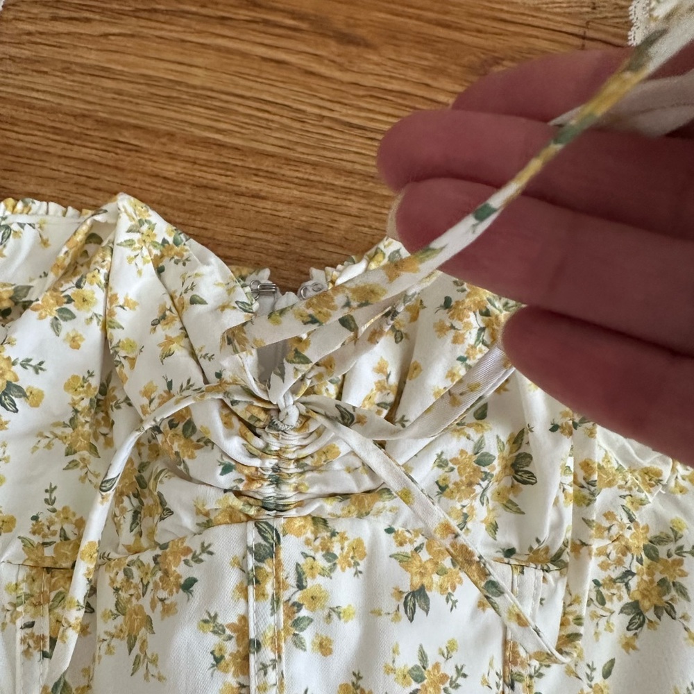 House Of CB London Rosalee White Vintage Floral Print Cotton Bustier Dress XS - Picture 6 of 16